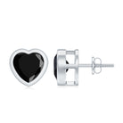 2.5 CT Bezel Set Heart Cut Black Onyx Solitaire Stud Earring in Silver Black Onyx - ( AAA ) - Quality 92.5 Sterling Silver - Rosec Jewels