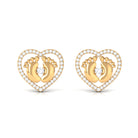 Diamond Heart Stud Earrings with Gold Baby Feet Diamond - ( HI-SI ) - Color and Clarity - Rosec Jewels