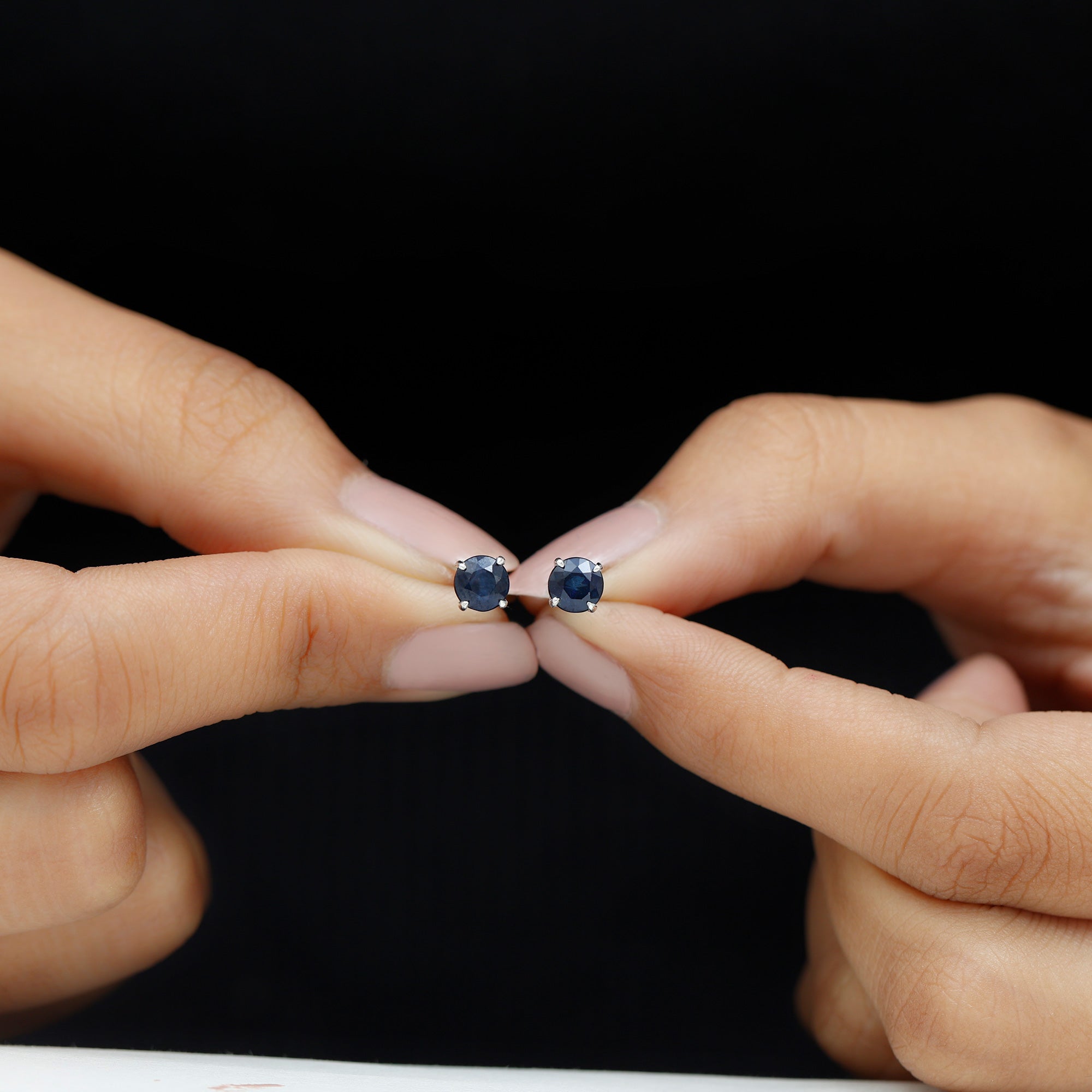 5 MM Round Blue Sapphire Solitaire Stud Earrings in Claw Setting Blue Sapphire - ( AAA ) - Quality - Rosec Jewels