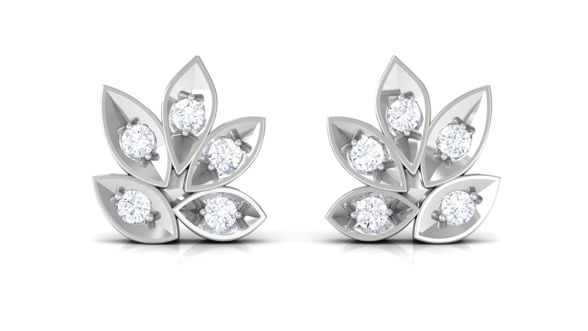 Rosec Jewels-Certified Real Diamond Leaf Stud Earrings