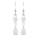 Round Moissanite Heart Dangle Drop Earrings Moissanite - ( D-VS1 ) - Color and Clarity - Rosec Jewels