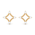 Natural Diamond Contemporary Stud Earring with Beaded Diamond - ( HI-SI ) - Color and Clarity - Rosec Jewels