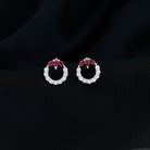 Marquise Cut Created Ruby and Moissanite Eternity Stud Earrings Lab Created Ruby - ( AAAA ) - Quality - Rosec Jewels