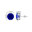 Claw Set Created Blue Sapphire Solitaire Stud Earrings Lab Created Blue Sapphire - ( AAAA ) - Quality - Rosec Jewels