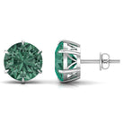 Solitaire Lab-Created Green Sapphire Stud Earrings Lab Created Green Sapphire - ( AAAA ) - Quality - Rosec Jewels