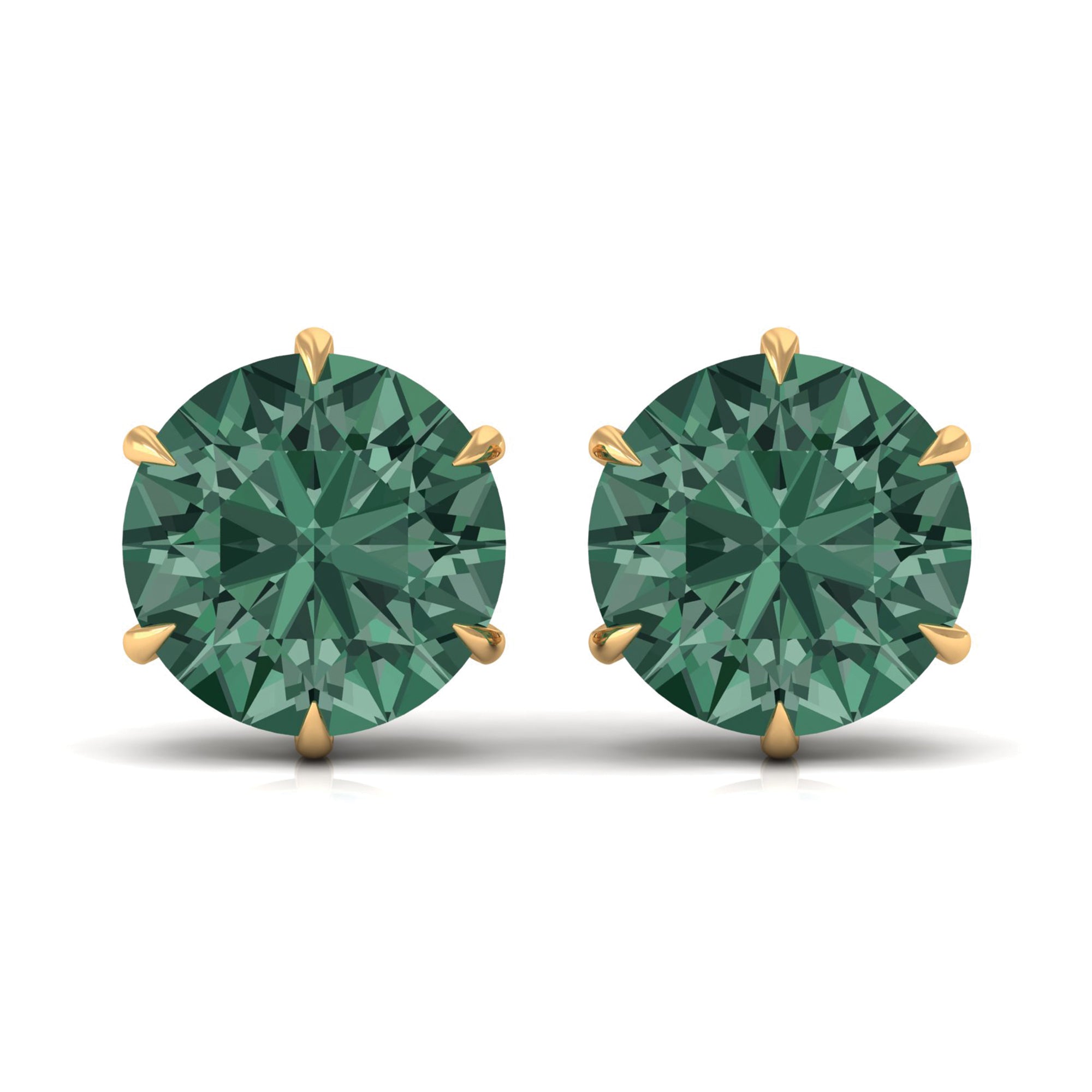 Solitaire Lab-Created Green Sapphire Stud Earrings Lab Created Green Sapphire - ( AAAA ) - Quality - Rosec Jewels