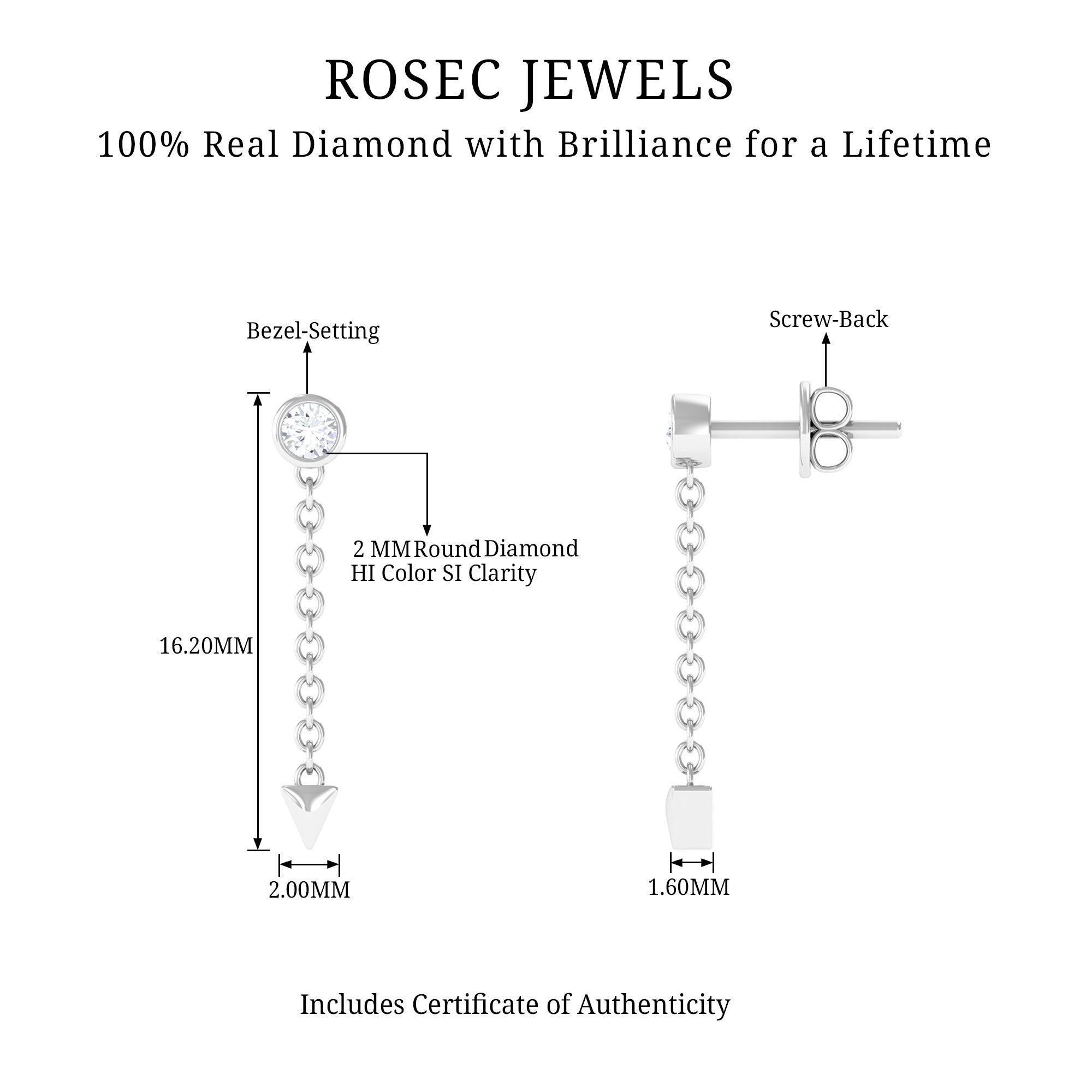 Rosec Jewels-Natural Diamond Long Chain Dangle Earrings