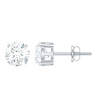 6 MM Moissanite Solitaire Stud Earrings in Silver Moissanite - ( D-VS1 ) - Color and Clarity 92.5 Sterling Silver - Rosec Jewels