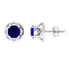 2 CT Blue Sapphire Solitaire Vintage Stud Earrings Blue Sapphire - ( AAA ) - Quality - Rosec Jewels