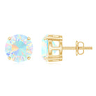 Round Cut Ethiopian Opal Solitaire Stud Earrings for Women Ethiopian Opal - ( AAA ) - Quality - Rosec Jewels