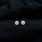 October Birthstone Ethiopian Opal Solitaire Stud Earring in Silver Ethiopian Opal - ( AAA ) - Quality 92.5 Sterling Silver - Rosec Jewels