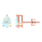 Pear Cut Ethiopian Opal Solitaire Stud Earrings in Gold Ethiopian Opal - ( AAA ) - Quality - Rosec Jewels