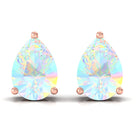 Pear Cut Ethiopian Opal Solitaire Stud Earrings in Gold Ethiopian Opal - ( AAA ) - Quality - Rosec Jewels