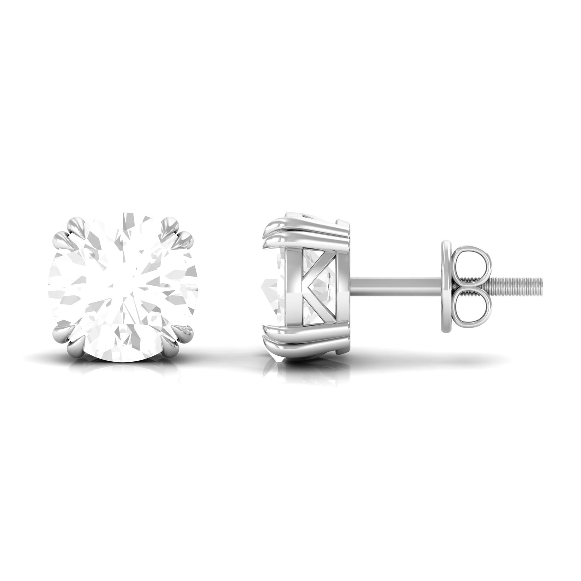 White Topaz Solitaire Stud Earrings White Topaz - ( AAA ) - Quality - Rosec Jewels