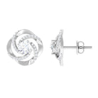 Swirl Stud Earrings Round Shape Moissanite in Prong Setting Moissanite - ( D-VS1 ) - Color and Clarity - Rosec Jewels