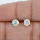 Real Ethiopian Opal Solitaire Stud Earrings Ethiopian Opal - ( AAA ) - Quality - Rosec Jewels