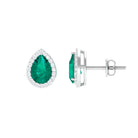 Classic Pear Cut Emerald Diamond Accent Stud Earrings Emerald - ( AAA ) - Quality - Rosec Jewels