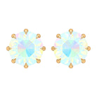 Round Shape Ethiopian Opal Solitaire Stud Earrings in 8 Claw Prong Setting Ethiopian Opal - ( AAA ) - Quality - Rosec Jewels