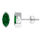 Marquise Cut Lab Grown Emerald Solitaire Stud Earrings Lab Created Emerald - ( AAAA ) - Quality - Rosec Jewels