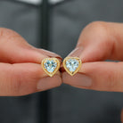 Heart Shape Sky Blue Topaz Solitaire Stud earrings with Twisted Rope Frame Sky Blue Topaz - ( AAA ) - Quality - Rosec Jewels