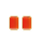 1.25 CT Octagon Cut Fire Opal Solitaire Stud Earrings in Bezel Setting Fire Opal - ( AAA ) - Quality - Rosec Jewels