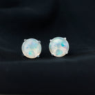 8 MM Simple Round Cut Ethiopian Opal Solitaire Stud Earrings Ethiopian Opal - ( AAA ) - Quality - Rosec Jewels