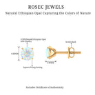 8 MM Simple Round Cut Ethiopian Opal Solitaire Stud Earrings Ethiopian Opal - ( AAA ) - Quality - Rosec Jewels