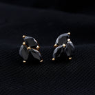 1.25 CT Marquise Black Spinel Leaf Cluster Stud Earrings in Prong Setting Black Spinel - ( AAA ) - Quality - Rosec Jewels