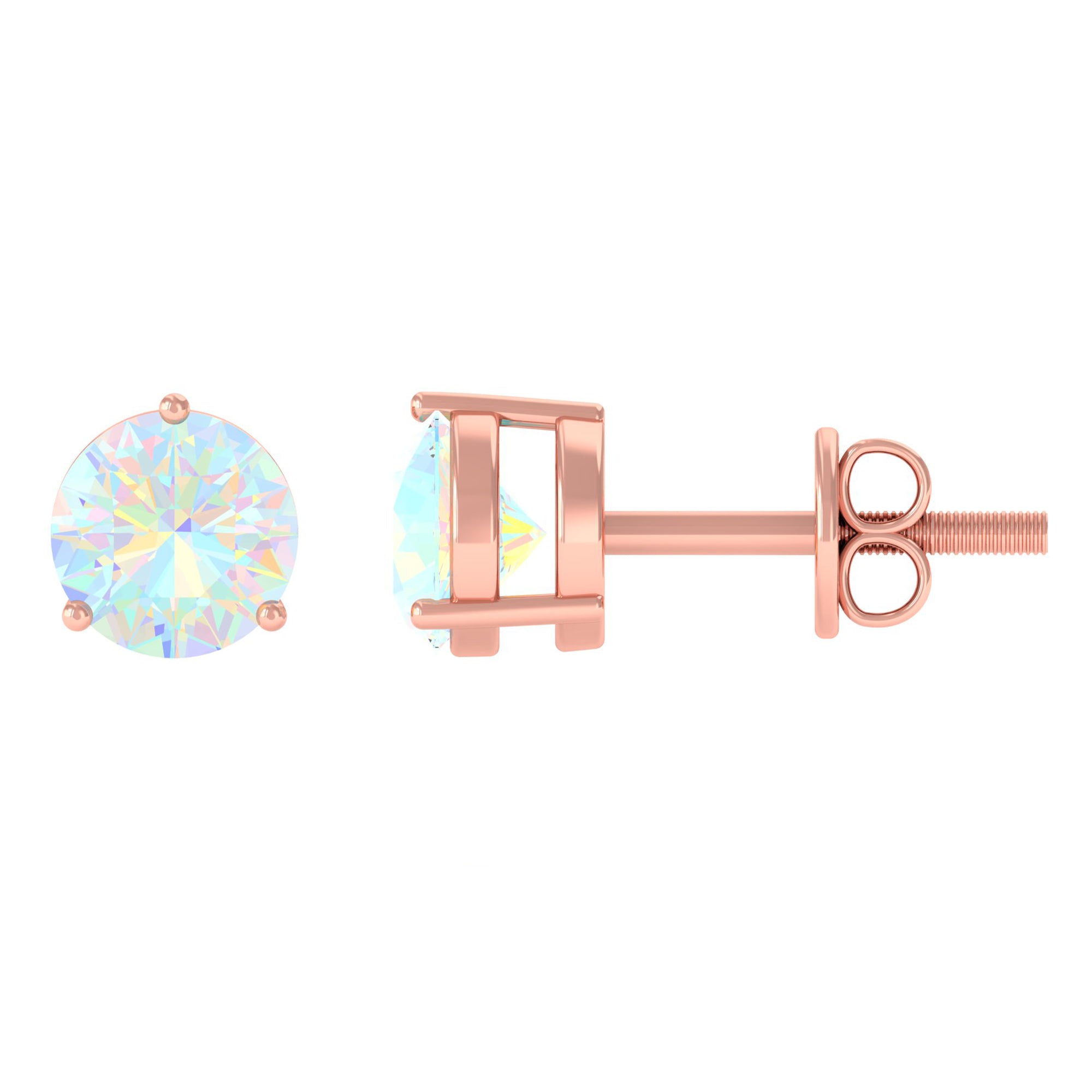 0.50 CT Ethiopian Opal Minimal Solitaire Stud Earrings in Gold Ethiopian Opal - ( AAA ) - Quality - Rosec Jewels