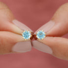 Natural Swiss Blue Topaz Solitaire Stud Earrings in 8 Claw Prong Setting Swiss Blue Topaz - ( AAA ) - Quality - Rosec Jewels