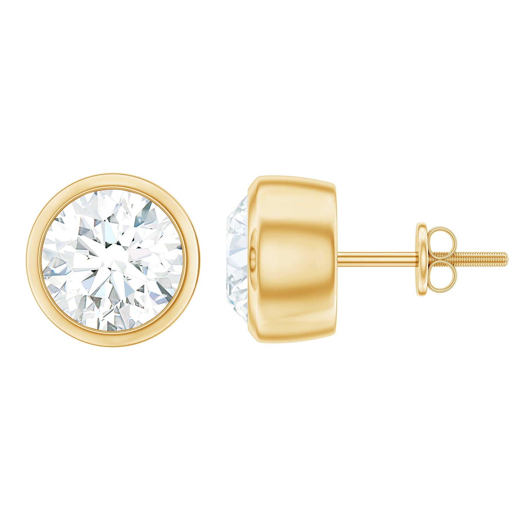 Rosec Jewels-Certified Moissanite Solitaire Stud Earrings in Bezel Setting