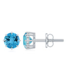 4.5 MM Natural Swiss Blue Topaz Solitaire Stud Earrings in 8 Claw Prong Setting Swiss Blue Topaz - ( AAA ) - Quality - Rosec Jewels