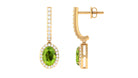 2 CT Claw Set Peridot and Moissanite Drop Hoop Earrings Peridot - ( AAA ) - Quality - Rosec Jewels