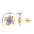 Round Shape Tanzanite and Diamond Sunburst Stud Earrings Tanzanite - ( AAA ) - Quality - Rosec Jewels