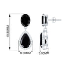 4.75 CT Lab Created Black Diamond Classic Teardrop Earrings with Diamond Halo Lab Created Black Diamond - ( AAAA ) - Quality - Rosec Jewels