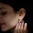 3.25 CT Black Onyx and Moissanite Bridal Teardrop Earrings Black Onyx - ( AAA ) - Quality - Rosec Jewels