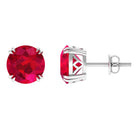 4.5 CT Created Ruby Solitaire Stud Earring in Double Claw Prong Setting Lab Created Ruby - ( AAAA ) - Quality - Rosec Jewels