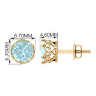 6 MM Sky Blue Topaz Solitaire Crown Stud Earrings Sky Blue Topaz - ( AAA ) - Quality - Rosec Jewels