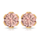 6 MM Morganite Solitaire Stud Earrings in Lotus Basket Setting Morganite - ( AAA ) - Quality - Rosec Jewels