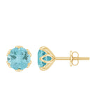 6 MM Round Cut Sky Blue Topaz Solitaire Stud Earrings for Women Sky Blue Topaz - ( AAA ) - Quality - Rosec Jewels