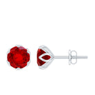 2 CT Round Cut Lab Created Ruby Solitaire Stud Earrings for Women Lab Created Ruby - ( AAAA ) - Quality - Rosec Jewels