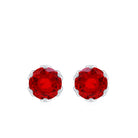 2 CT Round Cut Lab Created Ruby Solitaire Stud Earrings for Women Lab Created Ruby - ( AAAA ) - Quality - Rosec Jewels