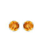 6 MM Lotus Basket Set Solitaire Citrine Stud Earring Citrine - ( AAA ) - Quality - Rosec Jewels