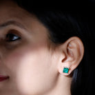 4.75 CT Princess Cut Created Emerald Solitaire Stud Earring Lab Created Emerald - ( AAAA ) - Quality - Rosec Jewels