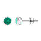 Bezel Set Emerald Solitaire Stud Earrings Emerald - ( AAA ) - Quality - Rosec Jewels