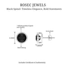 7 MM Bezel Set Black Spinel Solitaire Stud Earrings with Milgrain Details Black Spinel - ( AAA ) - Quality - Rosec Jewels