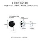 Lotus Basket Set Black Spinel Solitaire Stud Earrings with Diamond Accent Black Spinel - ( AAA ) - Quality - Rosec Jewels