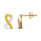 Rosec Jewels-Lab Created Yellow Sapphire Knot Stud Earrings With Diamond