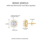 Round Moissanite Flower Cluster Stud Earrings Moissanite - ( D-VS1 ) - Color and Clarity - Rosec Jewels