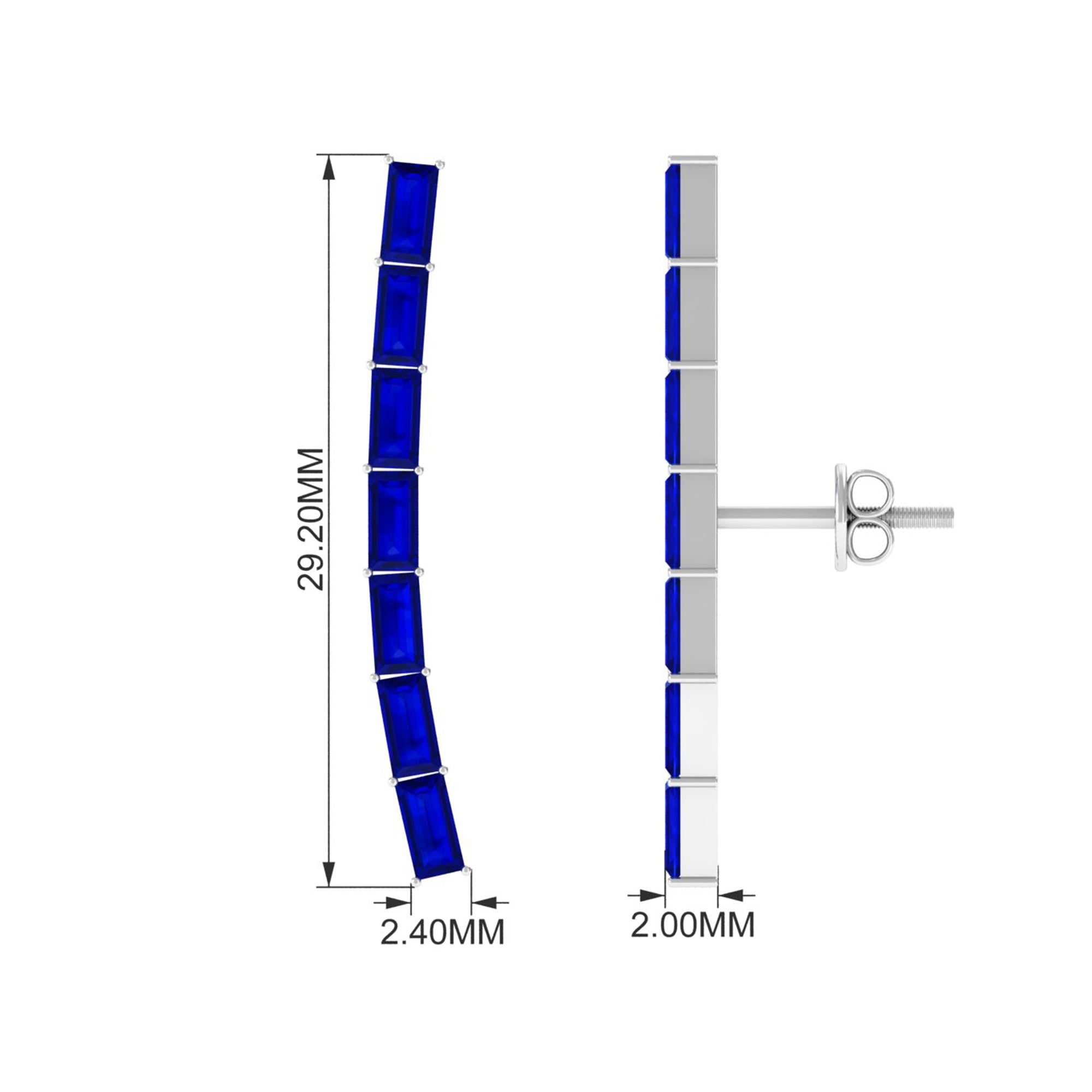 Created Blue Sapphire Climber Earrings Lab Created Blue Sapphire - ( AAAA ) - Quality - Rosec Jewels